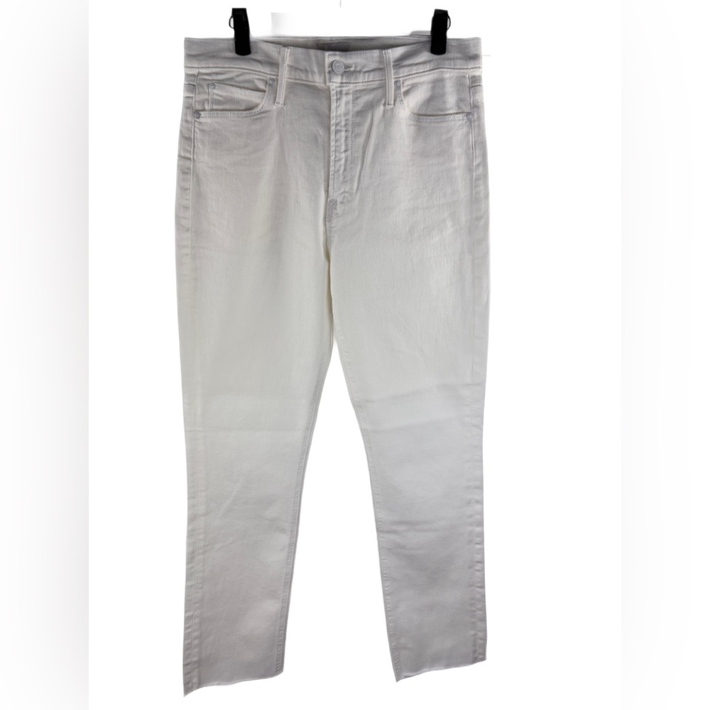 MOTHER Mid Rise Dazzler Ankle Fray in Fairest Of Them All White Sz 32 Plus NWT